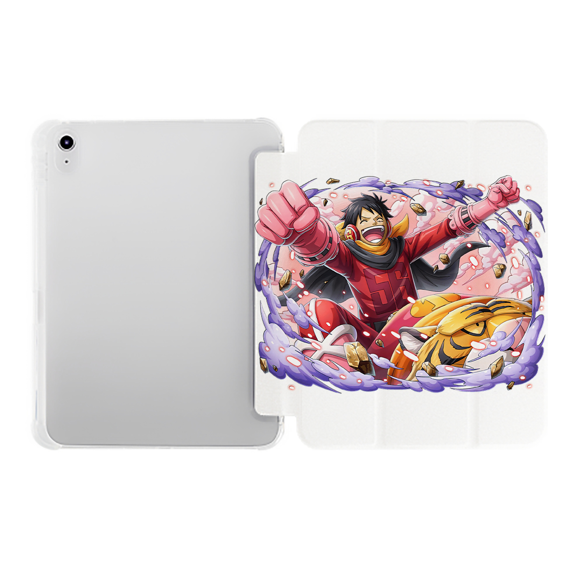 （画像用） ワンピース モンキー・D・ルフィ ONE PIECE Monkey D. Luffy IPad ケース ペン収納付き 三つ折りスタンド PUレザー×シリコン 対応機種9.5/10.5/10.9インチ